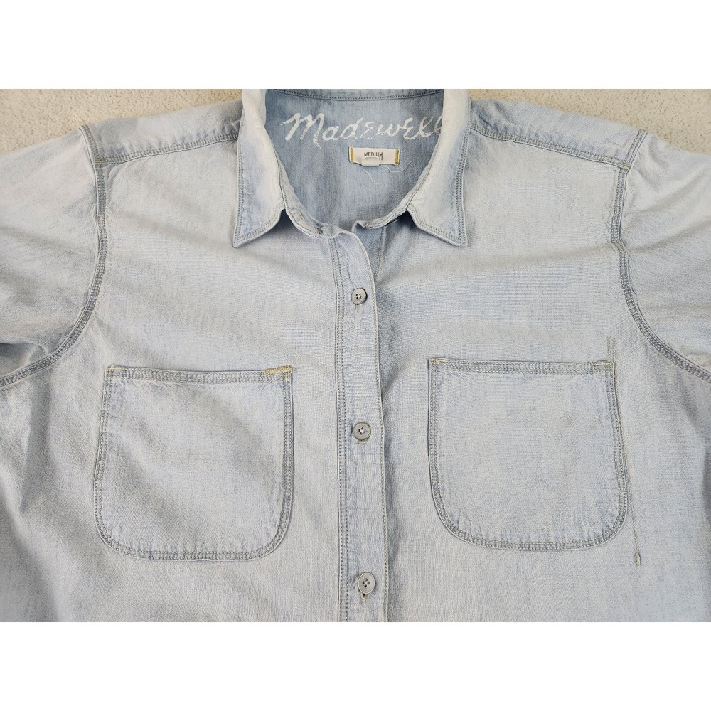 Madewell Womens Classic Light Blue Denim Long Sleeve Shirt Size Medium - Picture 2 of 9